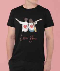 Alternative view of Love You Couple Graphic Black T-Shirt – Heartbeat Collection