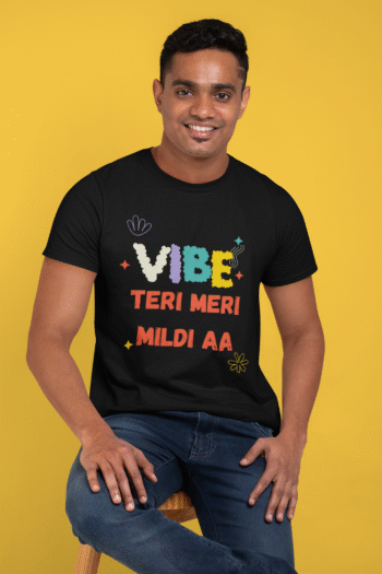 Vibe Teri Meri Mildi Aa Black T-Shirt – Heartbeat Collection - Image 2