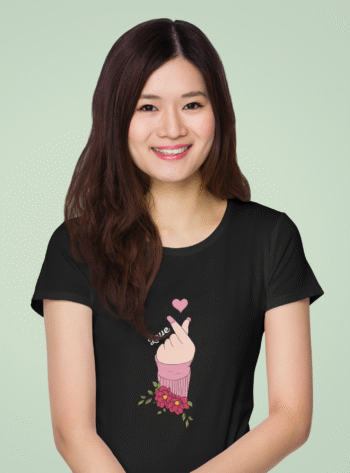 Finger Heart Love Black T-Shirt – Heartbeat Collection