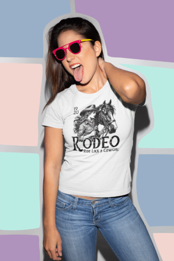 Rodeo Ride Like a Cowgirl White T-Shirt - Image 3