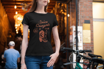 Space Cowgirls Club Black T-Shirt - Image 2