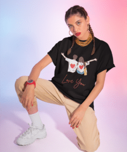 Love You Couple Graphic Black T-Shirt – Heartbeat Collection