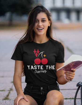 Taste the Cherries Black T-Shirt - Image 2