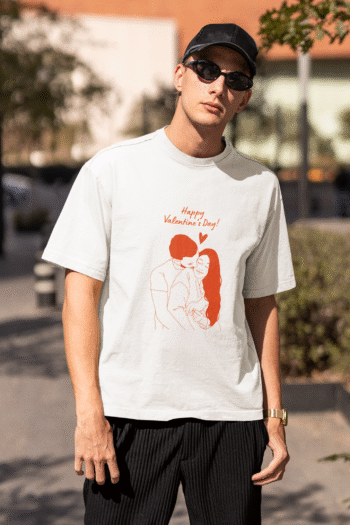 Happy Valentine’s Day White T-Shirt – Heartbeat Collection - Image 3