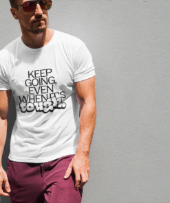Alternative view of Keep Going Even When It’s Tough White T-Shirt – Men’s Collection