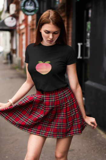 Peach Fruit Black T-Shirt