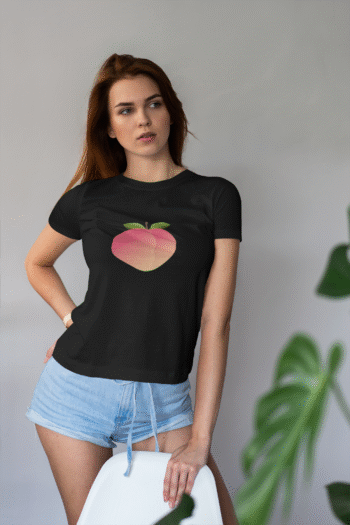 Peach Fruit Black T-Shirt - Image 2