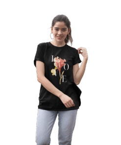 Alternative view of Love Flower Black T-Shirt – Heartbeat Collection