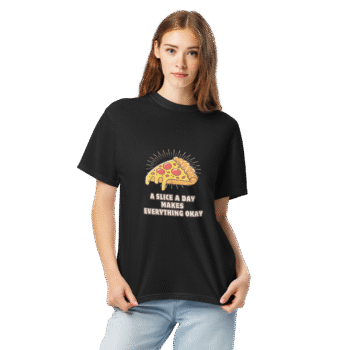 A Slice a Day Makes Everything Okay Black T-Shirt – Off The Grid Collection - Image 2