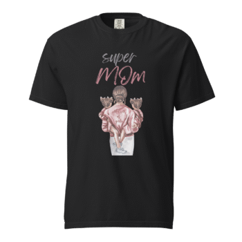 Super Mom – Mom of Girls Black T-Shirt – Motherhood Magic Collection