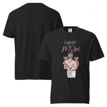 Super Mom – Mom of Girls Black T-Shirt – Motherhood Magic Collection - Image 4