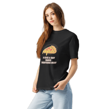 A Slice a Day Makes Everything Okay Black T-Shirt – Off The Grid Collection - Image 3