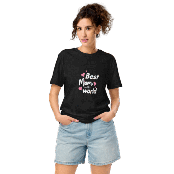 Best Mom in the World Black T-Shirt – Motherhood Magic Collection - Image 2