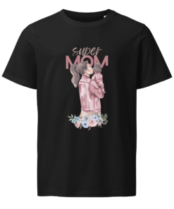 Super Mom & Baby Floral Black T-Shirt – Motherhood Magic Collection