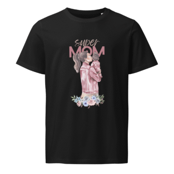 Super Mom & Baby Floral Black T-Shirt – Motherhood Magic Collection