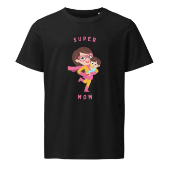 Cartoon Super Mom Black T-Shirt – Motherhood Magic Collection