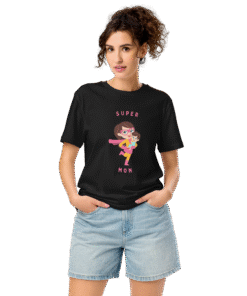 Alternative view of Cartoon Super Mom Black T-Shirt – Motherhood Magic Collection