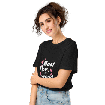 Best Mom in the World Black T-Shirt – Motherhood Magic Collection - Image 3