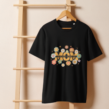 Mom, I'm So Lucky to Have You Black T-Shirt – Motherhood Magic Collection - Image 3