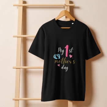 My 1st Mother’s Day Black T-Shirt – Motherhood Magic Collection - Image 3