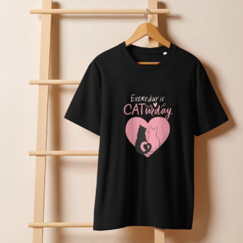 Everything Is Caturday Black T-Shirt – Off The Grid Collection - Image 4