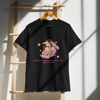 A Daughter May Outgrow Your Lap Black T-Shirt – Motherhood Magic Collection - Image 3